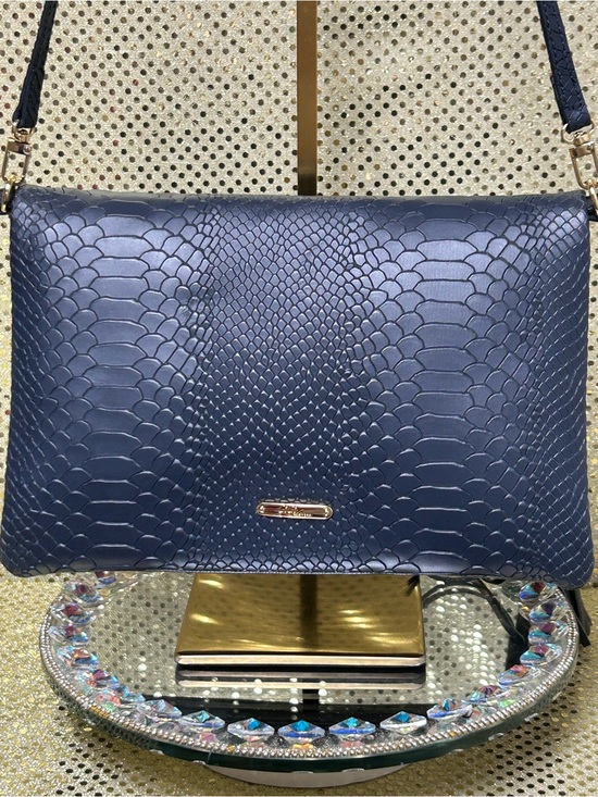 GiGi New York Handbags - Gigi New York Rachel Foldover Embossed  Crossbody Bag w/Tassel Approx. 10 x 8